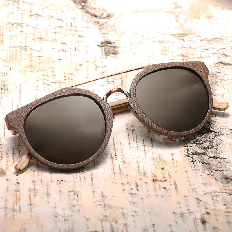 Vintage Luxury: Polarised Wood & Acetate Sunglasses for Men and Women