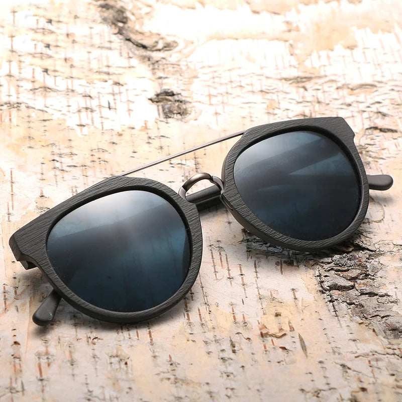 Vintage Luxury: Polarised Wood & Acetate Sunglasses for Men and Women