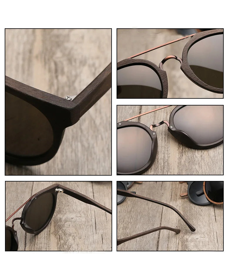 Vintage Luxury: Polarised Wood & Acetate Sunglasses for Men and Women