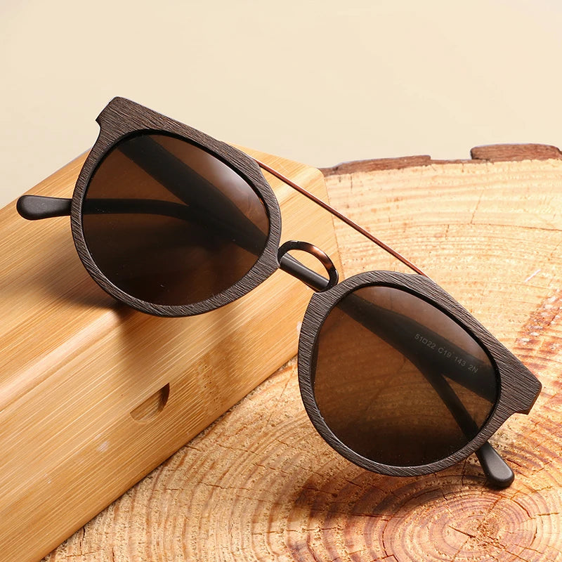 Vintage Luxury: Polarised Wood & Acetate Sunglasses for Men and Women