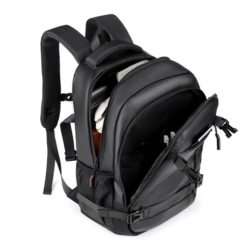 Men’s Large-Capacity Laptop Backpack – Durable Travel Bag with Side Pocket & Safety Zip Closure