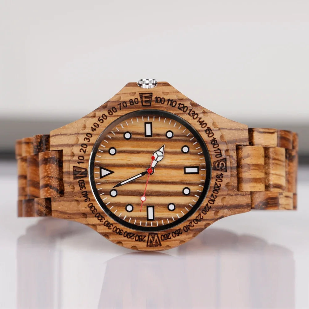 Classic Striped Wooden Watch – Timeless Elegance, Effortless Style