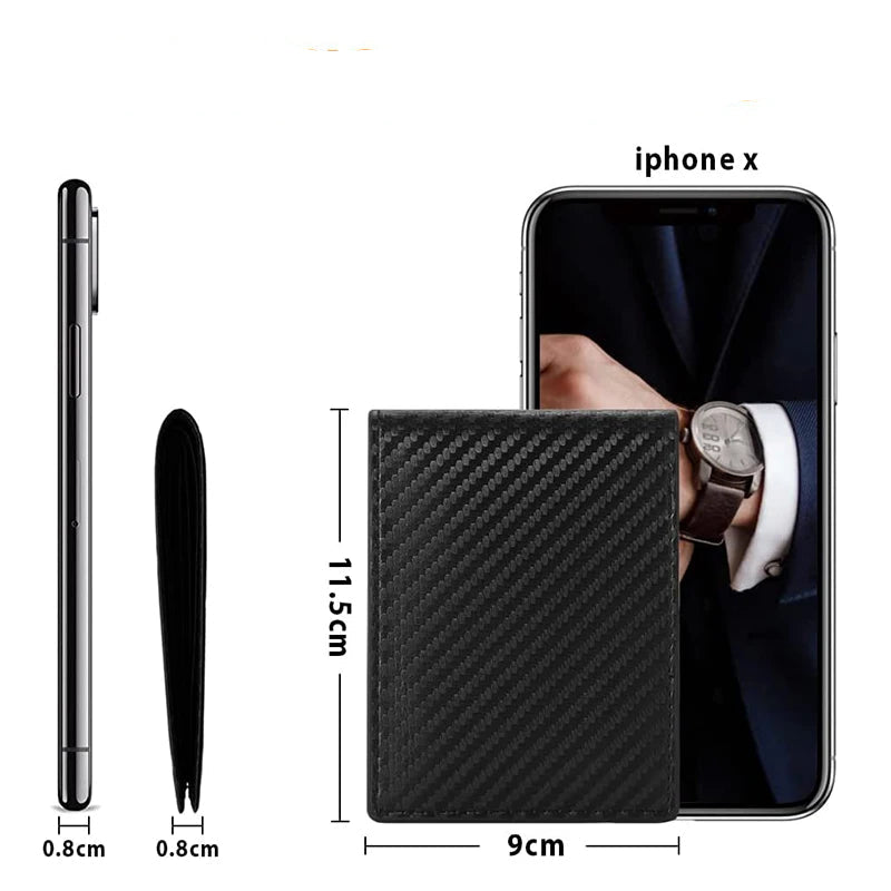 Slim Minimalist Tri-Fold Carbon Fibre Wallet – RFID Blocking, ID Window & 9 Card Slots