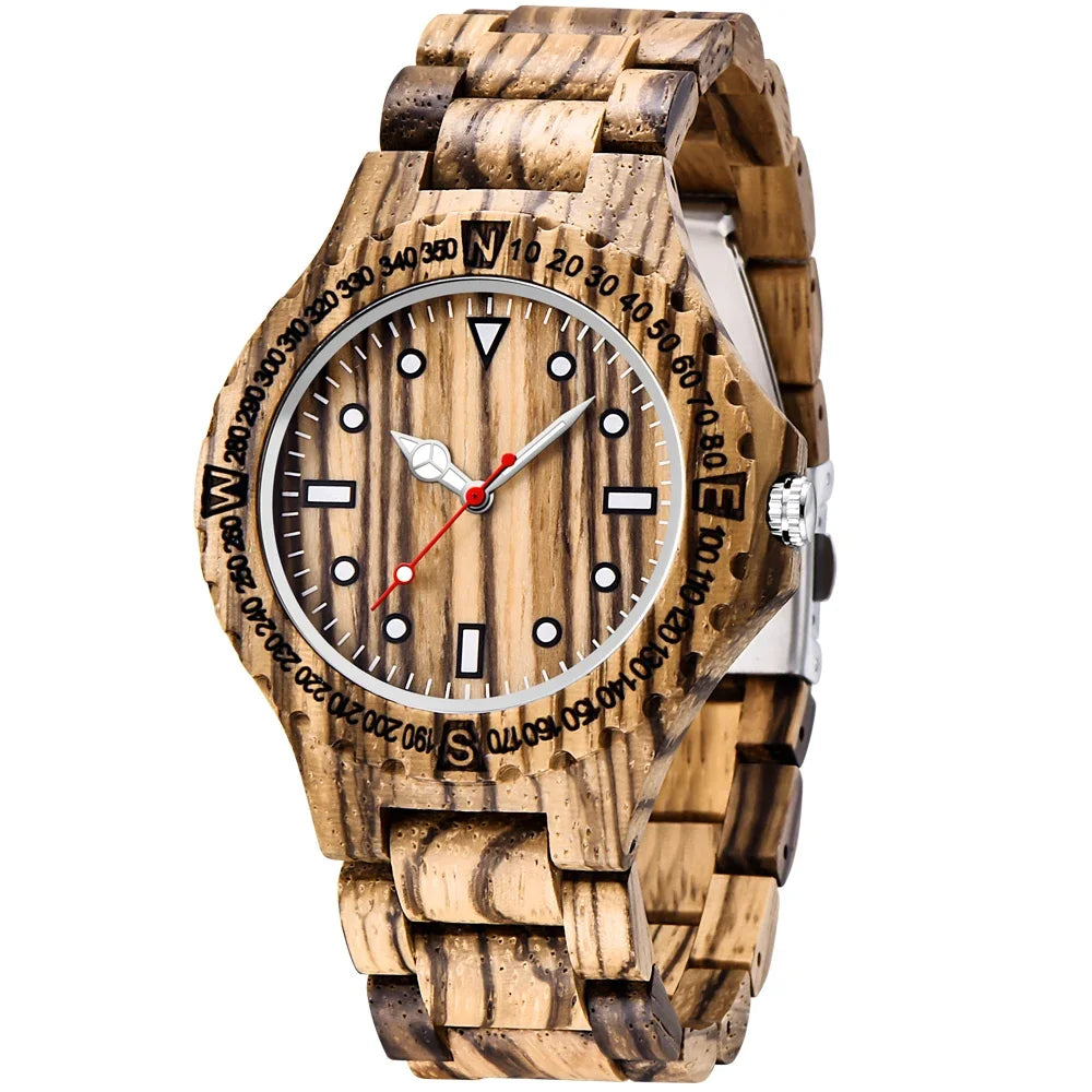 Classic Striped Wooden Watch – Timeless Elegance, Effortless Style