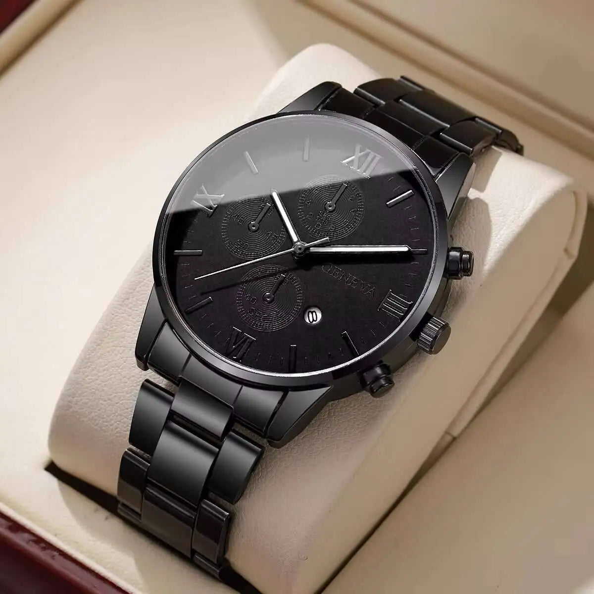 Fashion Roma Dial Men’s Watch – Business Quartz Calendar Wristwatch
