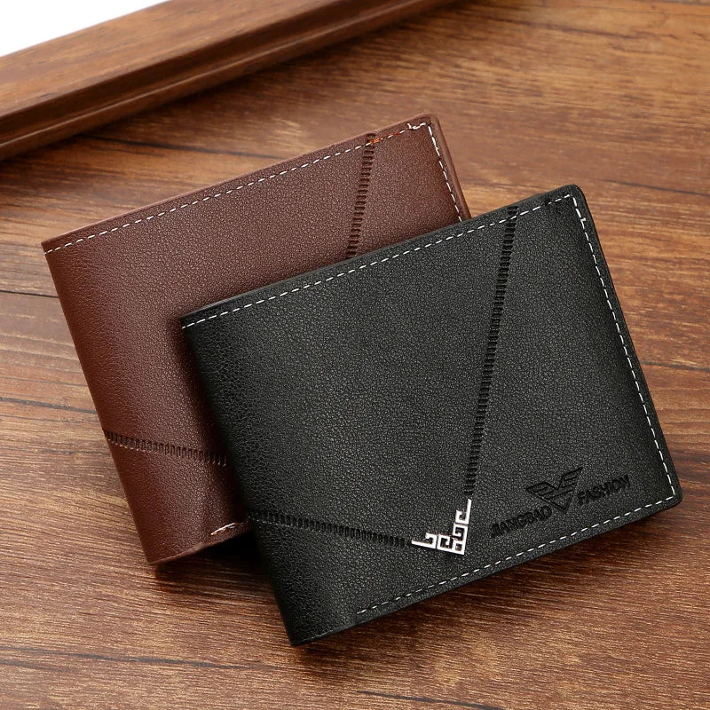 Men’s Slim Money Clip Wallet – Leather Short Bifold Card & ID Holder
