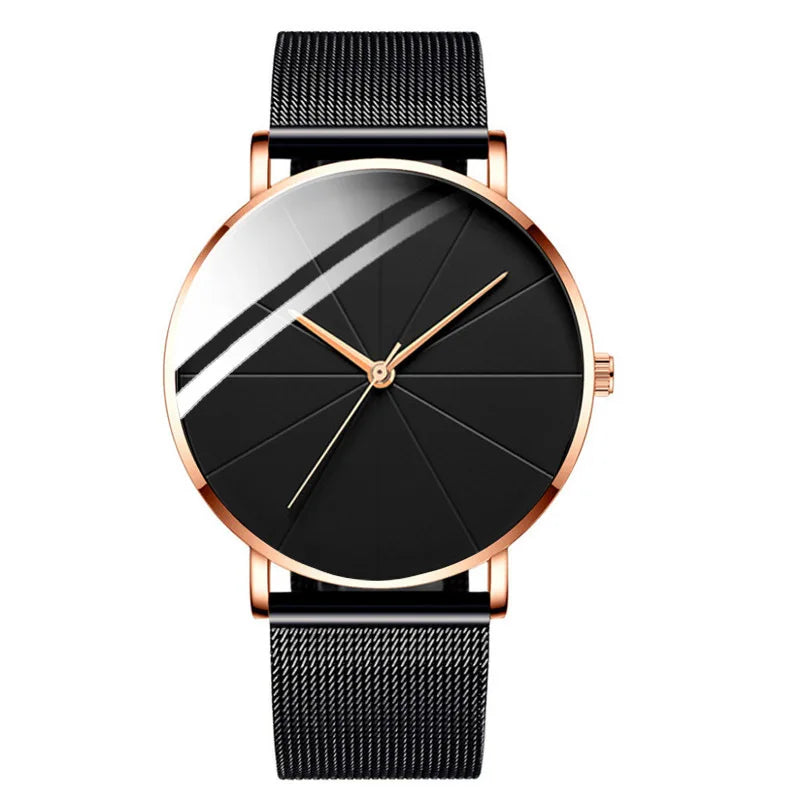 Men's Fashion Quartz Watch Business Calendar Luxury Mesh Strap Silver Wristwatch