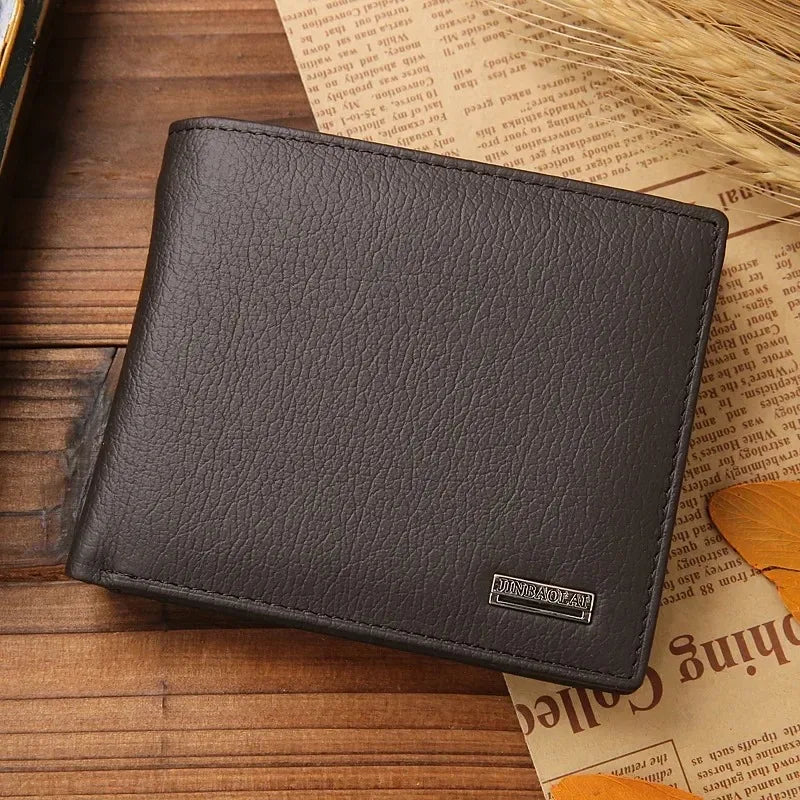 Genuine Leather Men’s Wallet – Premium Real Cowhide Short Wallet
