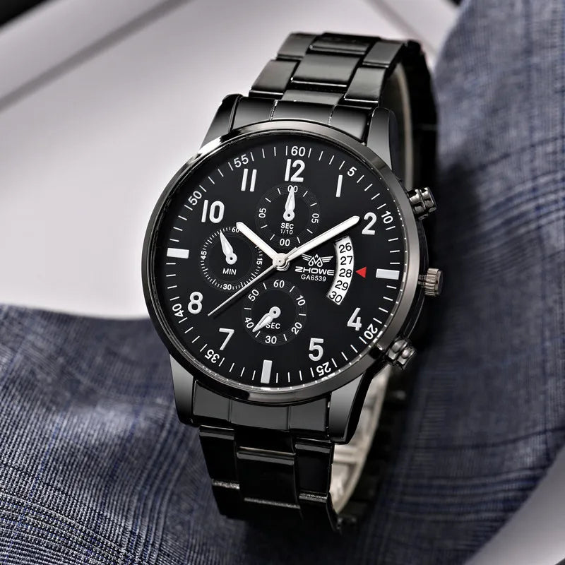 Men’s Luxury Watch – Fashion Business Calendar Steel Strap Wristwatch