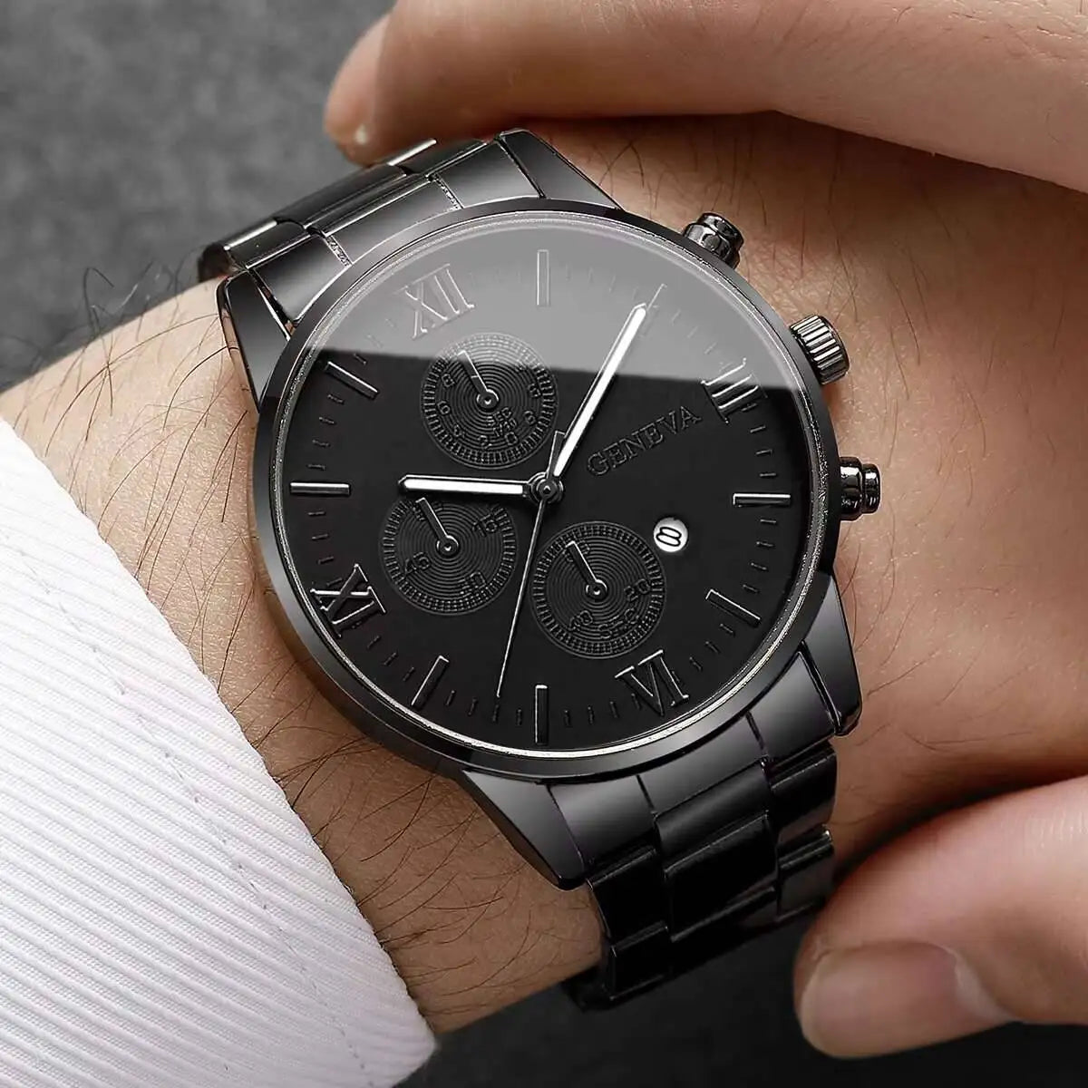 Fashion Roma Dial Men’s Watch – Business Quartz Calendar Wristwatch