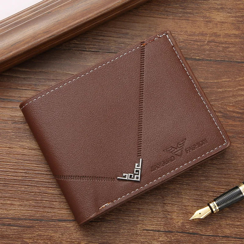 Men’s Slim Money Clip Wallet – Leather Short Bifold Card & ID Holder