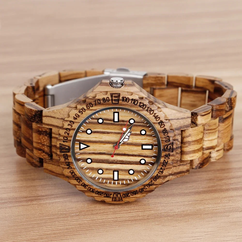 Classic Striped Wooden Watch – Timeless Elegance, Effortless Style