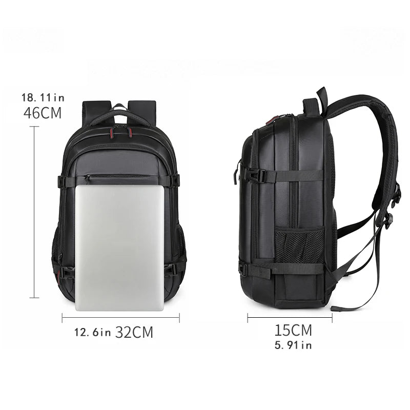 Men’s Large-Capacity Laptop Backpack – Durable Travel Bag with Side Pocket & Safety Zip Closure