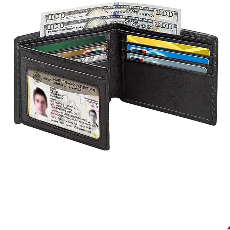 Slim Minimalist Tri-Fold Carbon Fibre Wallet – RFID Blocking, ID Window & 9 Card Slots