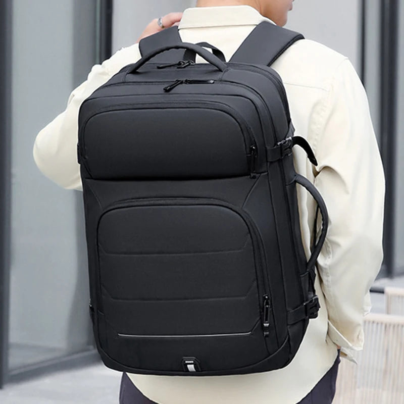Expandable Men’s 17-Inch Laptop Backpack – Waterproof, USB Charging Port, Travel & School Bag