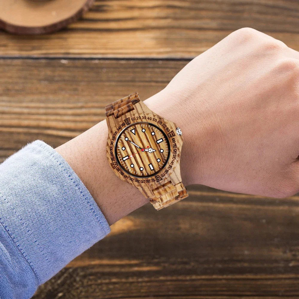 Classic Striped Wooden Watch – Timeless Elegance, Effortless Style