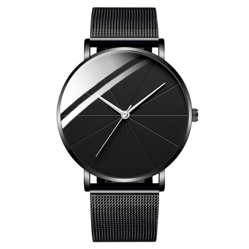 Men's Fashion Quartz Watch Business Calendar Luxury Mesh Strap Silver Wristwatch