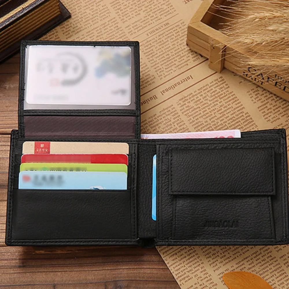 Genuine Leather Men’s Wallet – Premium Real Cowhide Short Wallet