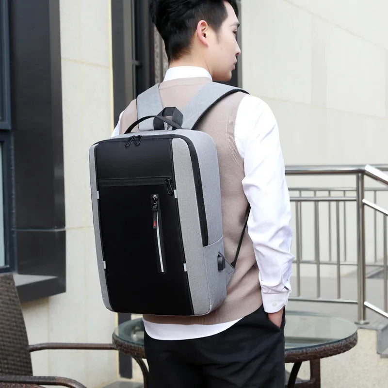 Men’s Waterproof Business Backpack – 15.6-Inch Laptop Bag with USB Port & Large Capacity for Work & School
