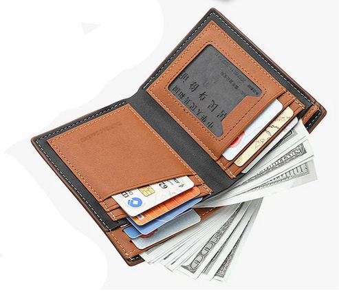 Men’s Short PU Leather Wallet – Multi-Slot Credit Card Holder Casual Wallet