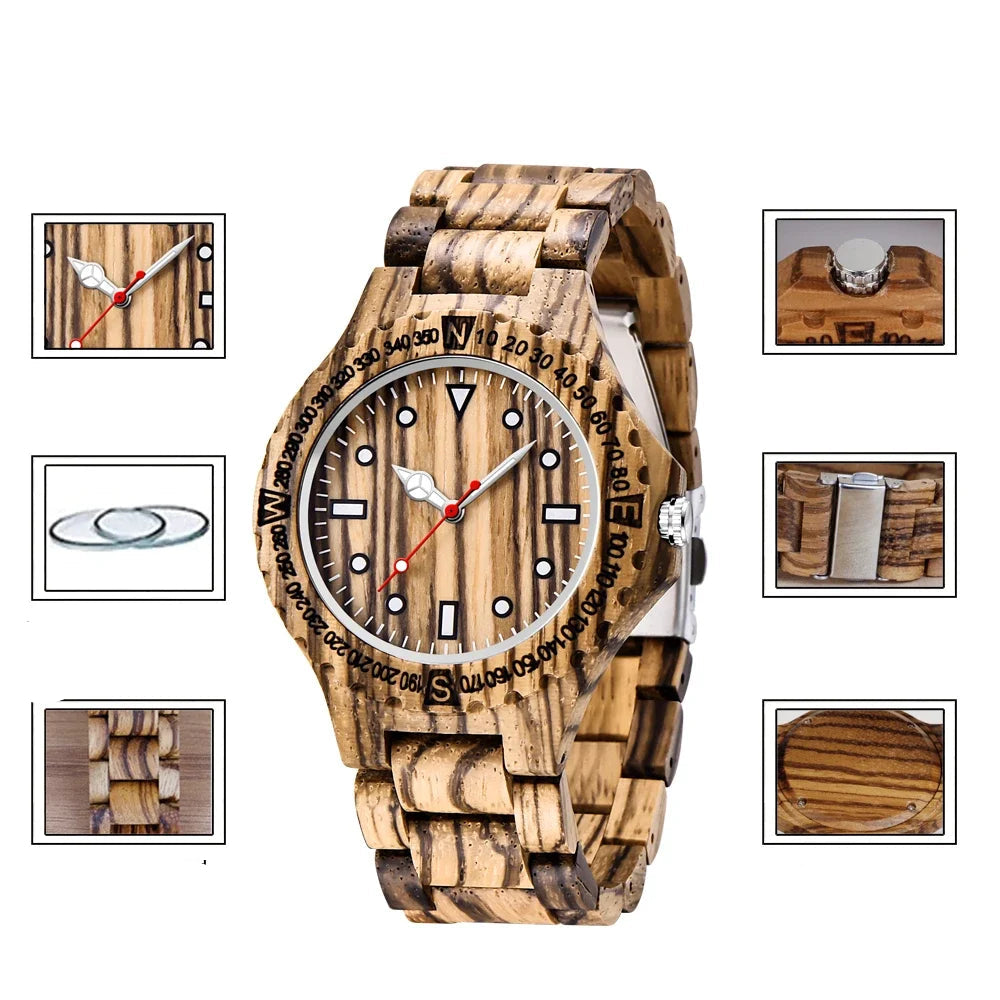 Classic Striped Wooden Watch – Timeless Elegance, Effortless Style
