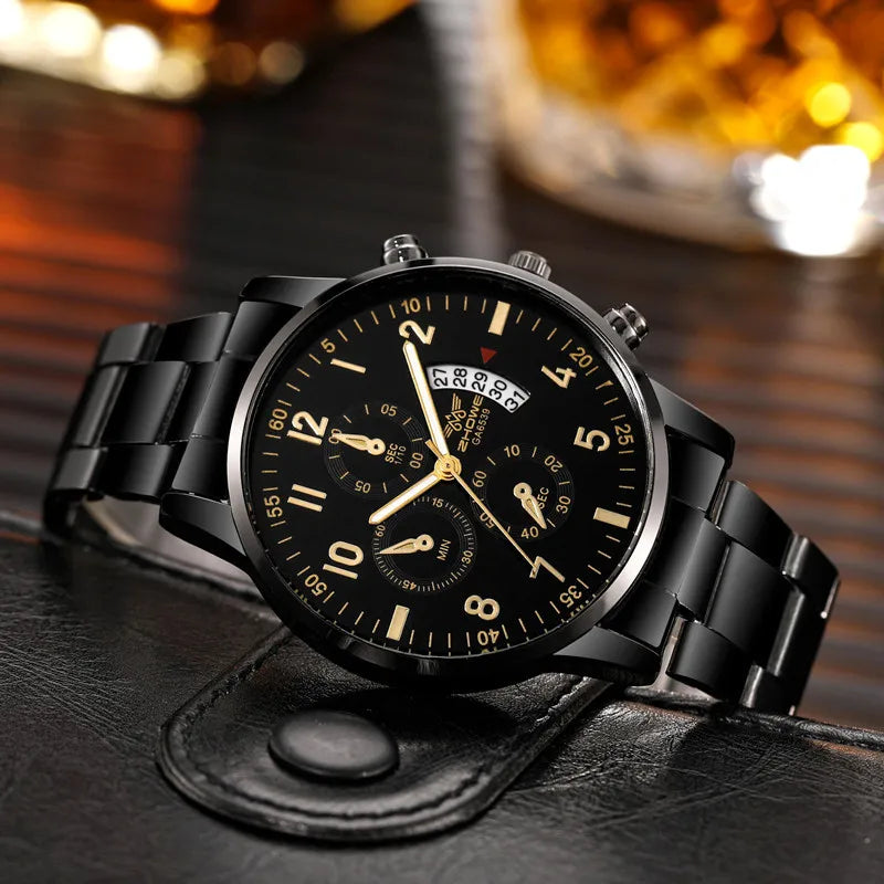 Men’s Luxury Watch – Fashion Business Calendar Steel Strap Wristwatch