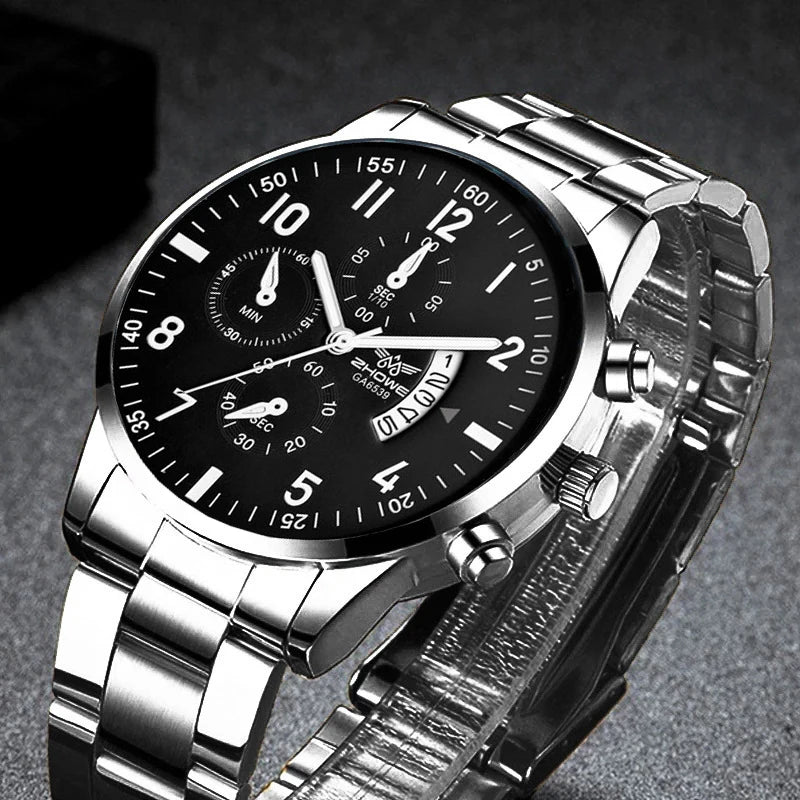 Men’s Luxury Watch – Fashion Business Calendar Steel Strap Wristwatch