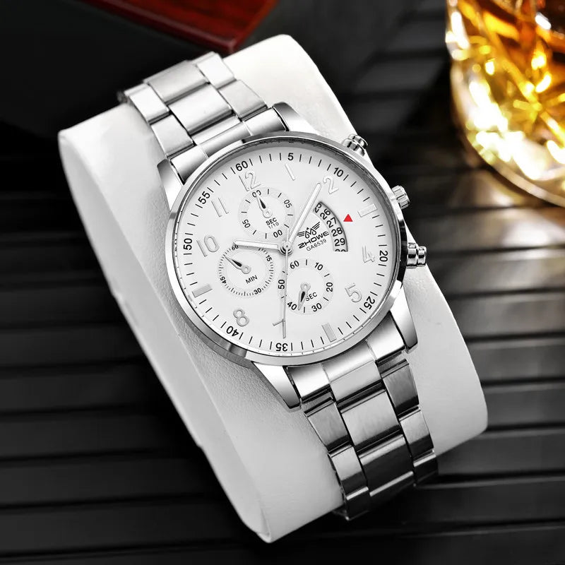 Men’s Luxury Watch – Fashion Business Calendar Steel Strap Wristwatch