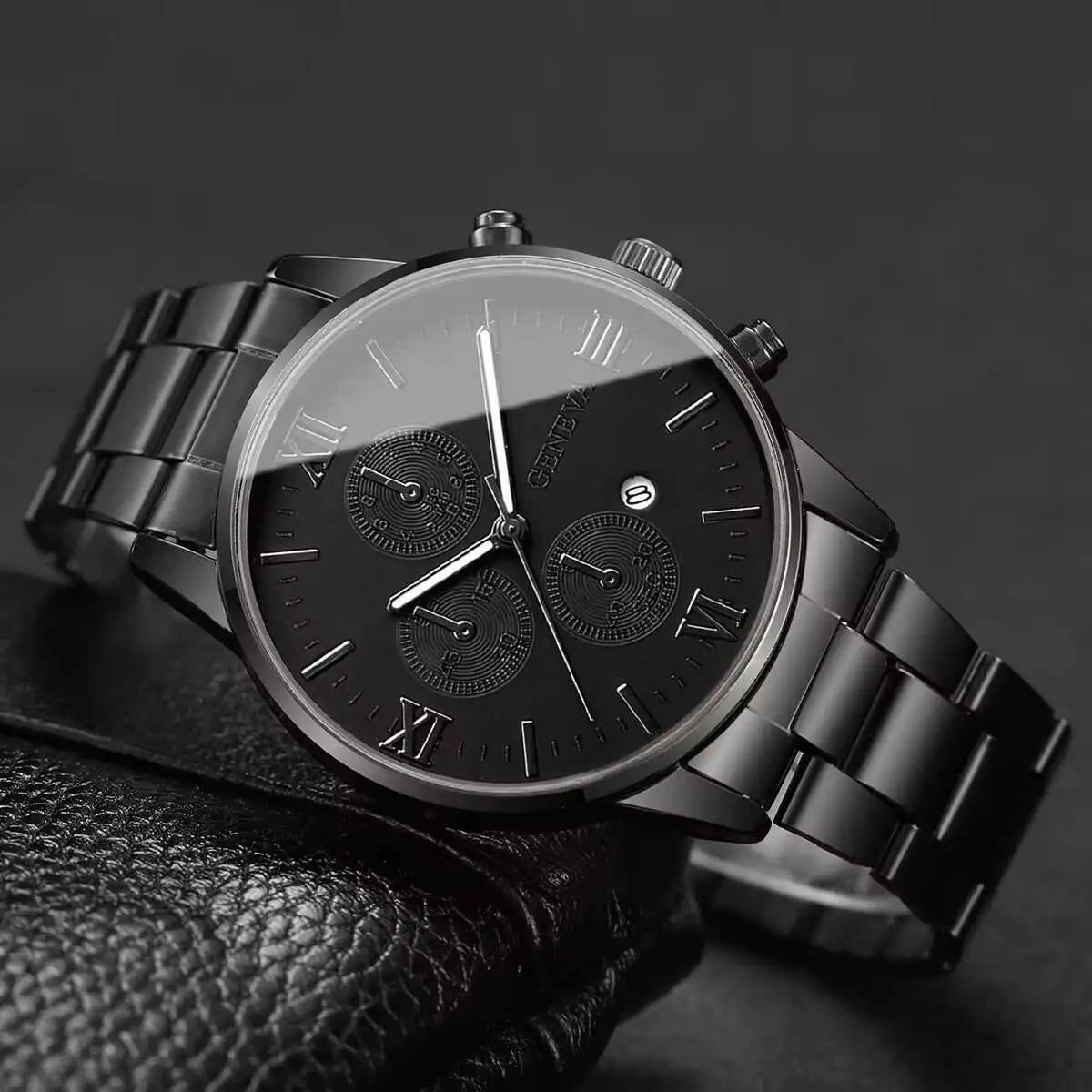 Fashion Roma Dial Men’s Watch – Business Quartz Calendar Wristwatch