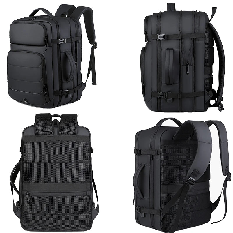 Expandable Men’s 17-Inch Laptop Backpack – Waterproof, USB Charging Port, Travel & School Bag
