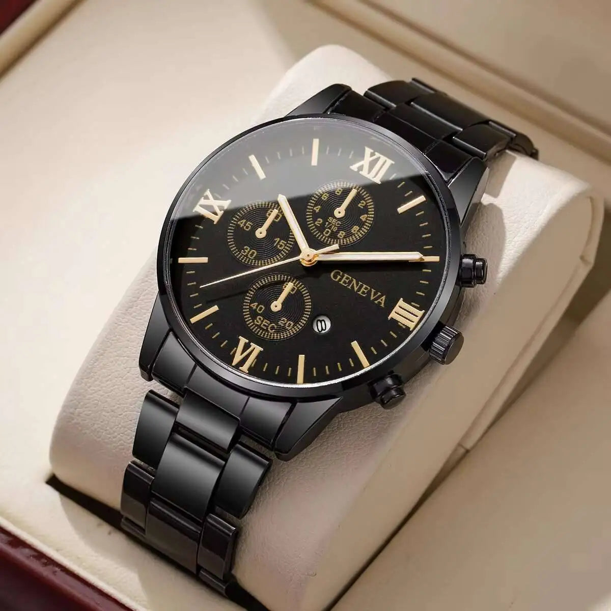 Fashion Roma Dial Men’s Watch – Business Quartz Calendar Wristwatch