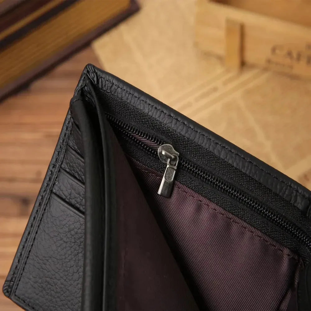 Genuine Leather Men’s Wallet – Premium Real Cowhide Short Wallet
