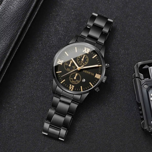 Fashion Roma Dial Men’s Watch – Business Quartz Calendar Wristwatch
