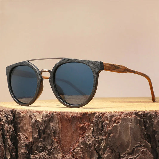 Vintage Luxury: Polarised Wood & Acetate Sunglasses for Men and Women