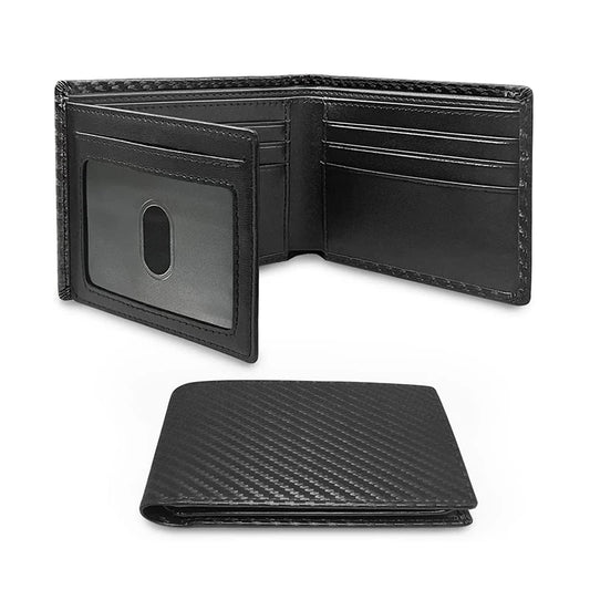 Slim Minimalist Tri-Fold Carbon Fibre Wallet – RFID Blocking, ID Window & 9 Card Slots