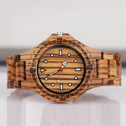 Classic Striped Wooden Watch – Timeless Elegance, Effortless Style