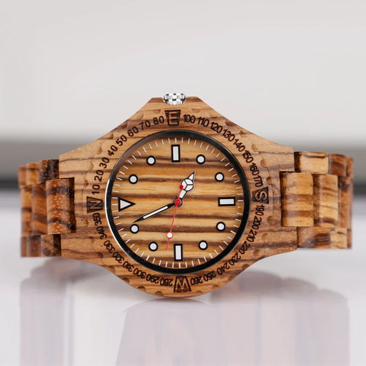 Classic Striped Wooden Watch – Timeless Elegance, Effortless Style