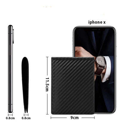 Slim Minimalist Tri-Fold Carbon Fibre Wallet – RFID Blocking, ID Window & 9 Card Slots