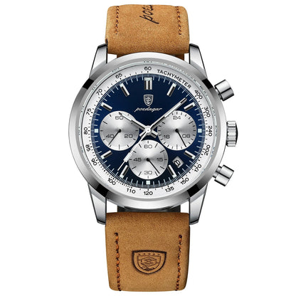 POEDAGAR Men’s Luxury Sport Watch – Waterproof Chronograph with Leather Strap