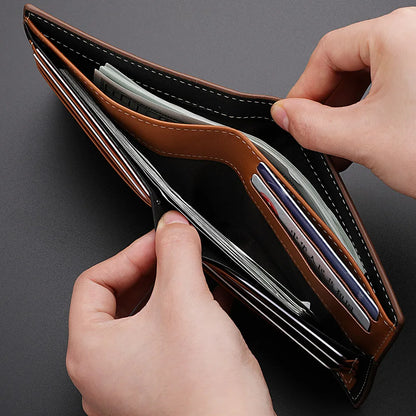 Men’s Short PU Leather Wallet – Multi-Slot Credit Card Holder Casual Wallet