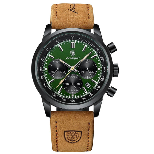 POEDAGAR Men’s Luxury Sport Watch – Waterproof Chronograph with Leather Strap