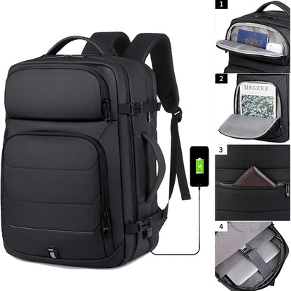 Expandable Men’s 17-Inch Laptop Backpack – Waterproof, USB Charging Port, Travel & School Bag