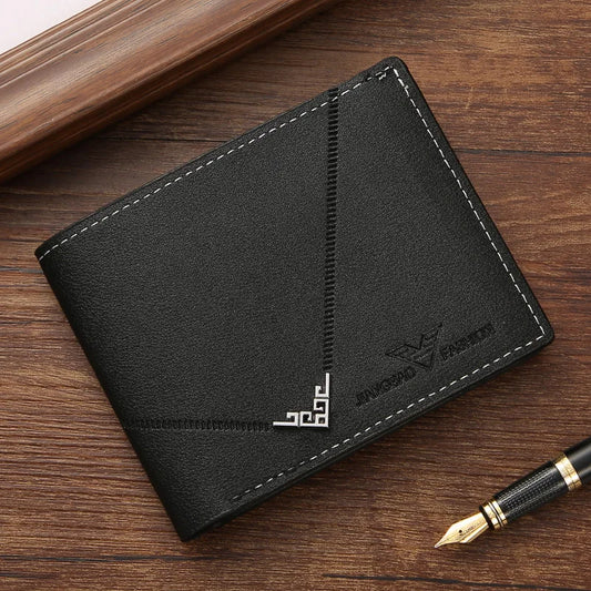 Men’s Slim Money Clip Wallet – Leather Short Bifold Card & ID Holder