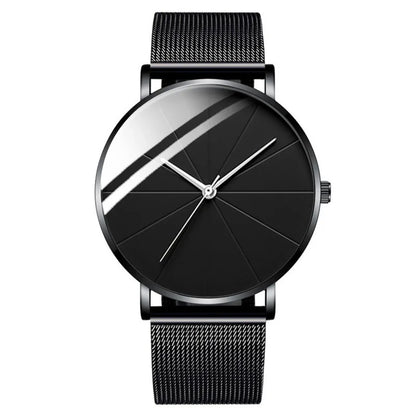 Men's Fashion Quartz Watch Business Calendar Luxury Mesh Strap Silver Wristwatch