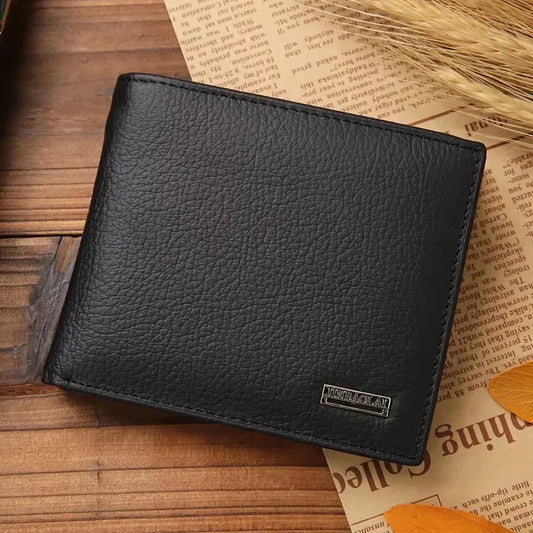 Genuine Leather Men’s Wallet – Premium Real Cowhide Short Wallet