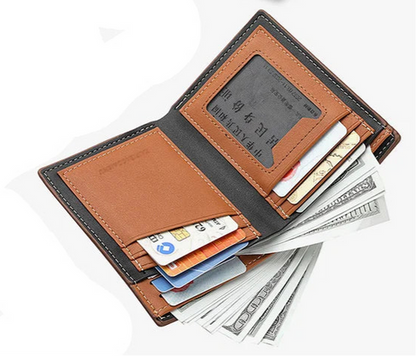 Men’s Short PU Leather Wallet – Multi-Slot Credit Card Holder Casual Wallet