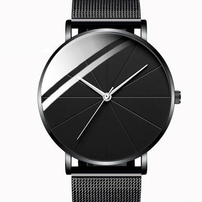 Men's Fashion Quartz Watch Business Calendar Luxury Mesh Strap Silver Wristwatch