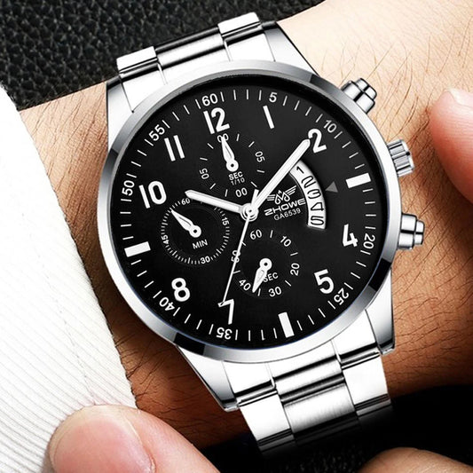 Men’s Luxury Watch – Fashion Business Calendar Steel Strap Wristwatch