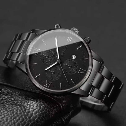 Fashion Roma Dial Men’s Watch – Business Quartz Calendar Wristwatch