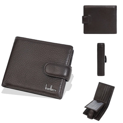 Baellerry Genuine Leather Men’s Wallet – Card Holder, Zipper & Premium Buckle